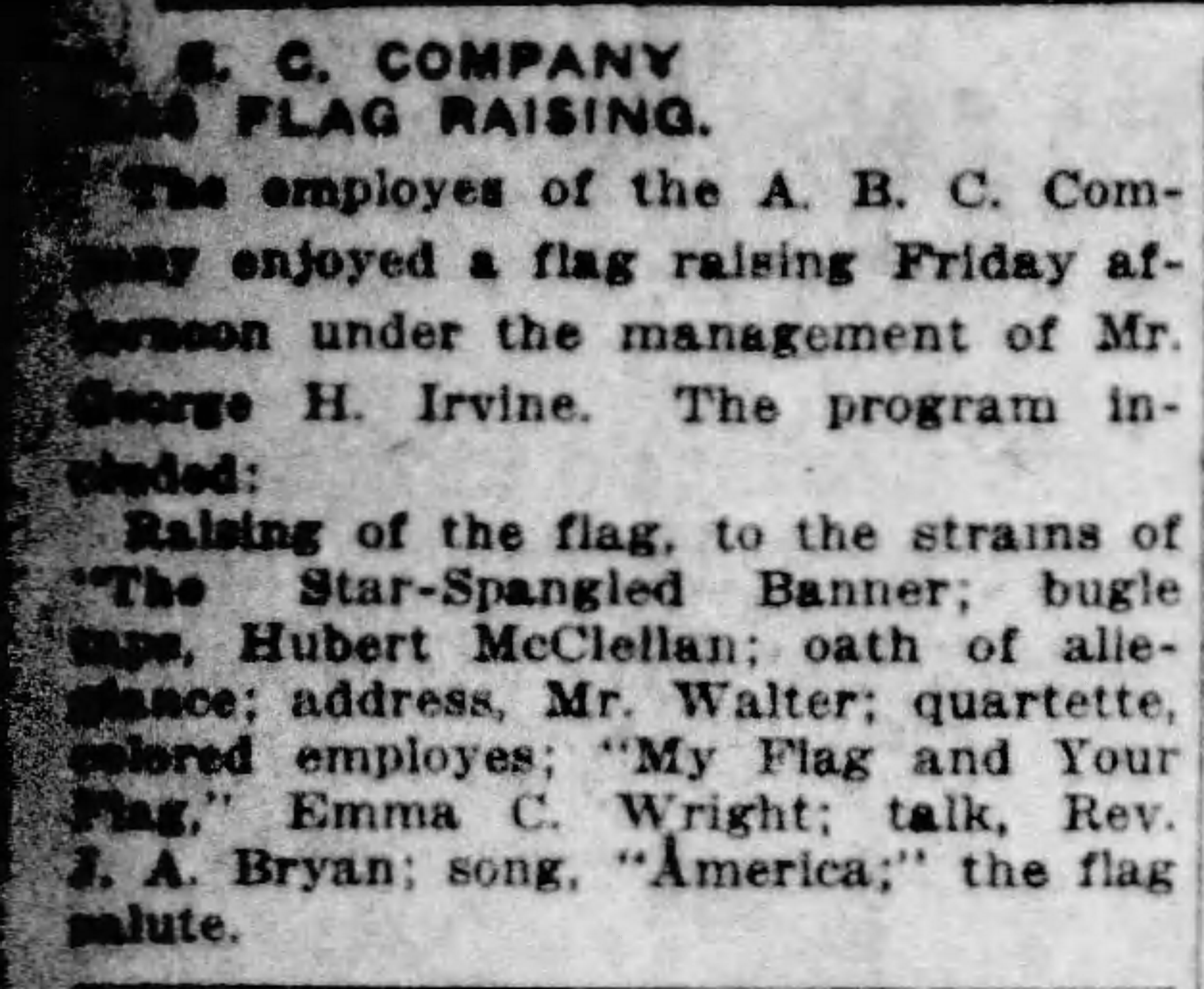 A.B.C. Company Has Flag Raising